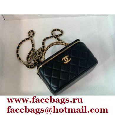 Chanel Small Vanity Case with Logo Chain Handle Bag 81195 Lambskin Black 2022