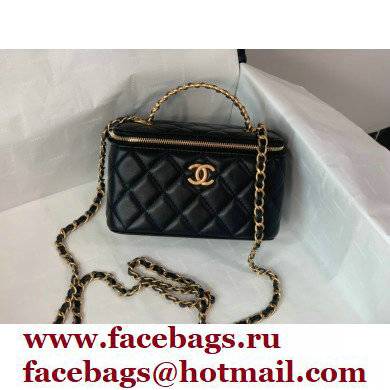 Chanel Small Vanity Case with Logo Chain Handle Bag 81195 Lambskin Black 2022 - Click Image to Close