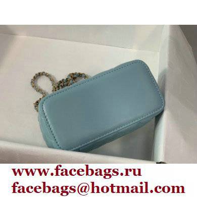 Chanel Small Vanity Case with Logo Chain Handle Bag 81195 Lambskin Blue 2022