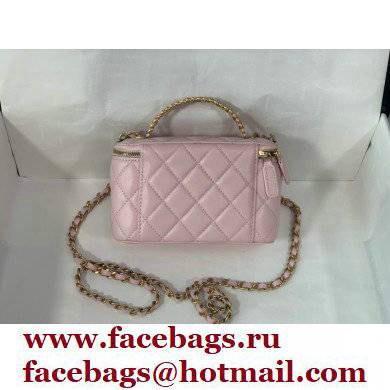 Chanel Small Vanity Case with Logo Chain Handle Bag 81195 Lambskin Pink 2022 - Click Image to Close