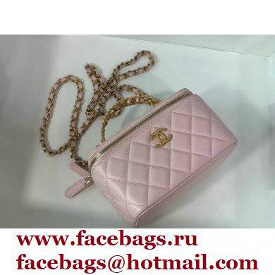 Chanel Small Vanity Case with Logo Chain Handle Bag 81195 Lambskin Pink 2022 - Click Image to Close