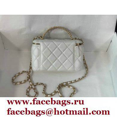 Chanel Small Vanity Case with Logo Chain Handle Bag 81195 Lambskin White 2022 - Click Image to Close
