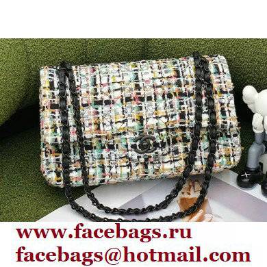 Chanel Tweed Medium Classic Flap Bag Black/Multi 2022 - Click Image to Close
