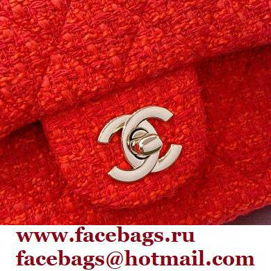 Chanel Tweed Medium Classic Flap Bag Red 2022