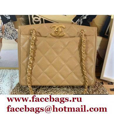 Chanel Vintage Shopping Tote Bag in Grained Calfskin A98 Apricot 2022