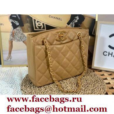 Chanel Vintage Shopping Tote Bag in Grained Calfskin A98 Apricot 2022 - Click Image to Close