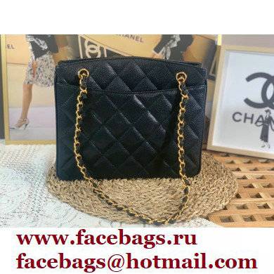 Chanel Vintage Shopping Tote Bag in Grained Calfskin A98 Black 2022