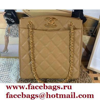 Chanel Vintage Shopping Tote Bag in Grained Calfskin A99 Apricot 2022
