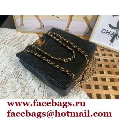 Chanel Vintage Shopping Tote Bag in Grained Calfskin A99 Black 2022 - Click Image to Close