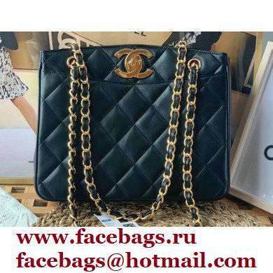 Chanel Vintage Shopping Tote Bag in Lambskin Black A98 2022 - Click Image to Close