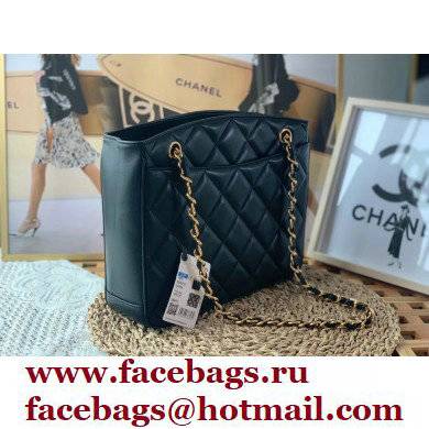 Chanel Vintage Shopping Tote Bag in Lambskin Black A98 2022