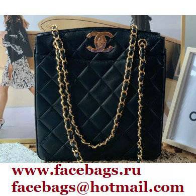 Chanel Vintage Shopping Tote Bag in Lambskin Black A99 2022