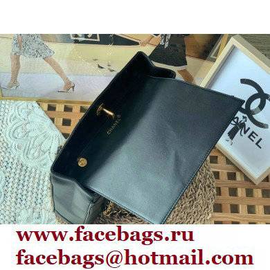 Chanel Vintage Shopping Tote Bag in Lambskin Black A99 2022 - Click Image to Close