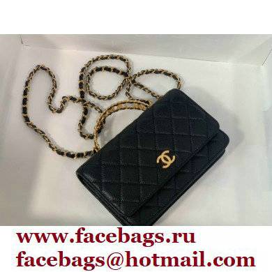Chanel Wallet on Chain WOC Bag with Chain Handle AP2804 in Grained Calfskin Black 2022