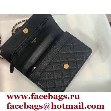 Chanel Wallet on Chain WOC Bag with Chain Handle AP2804 in Grained Calfskin Black 2022