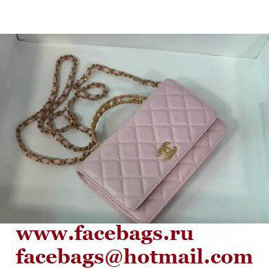 Chanel Wallet on Chain WOC Bag with Chain Handle AP2804 in Grained Calfskin Pink 2022 - Click Image to Close