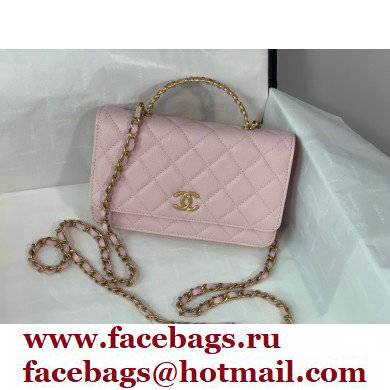 Chanel Wallet on Chain WOC Bag with Chain Handle AP2804 in Grained Calfskin Pink 2022 - Click Image to Close