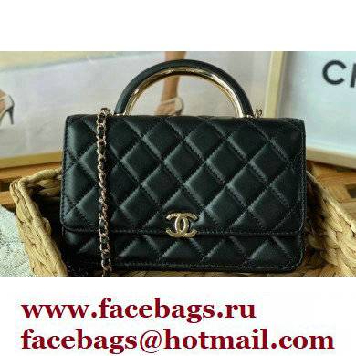 Chanel Wallet on Chain WOC Bag with Handle AP2844 in Lambskin Black 2022
