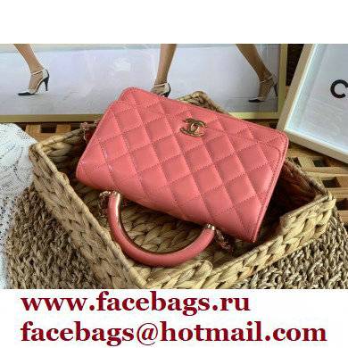 Chanel Wallet on Chain WOC Bag with Handle AP2844 in Lambskin Dark Pink 2022
