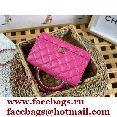 Chanel Wallet on Chain WOC Bag with Handle AP2844 in Lambskin Fuchsia 2022
