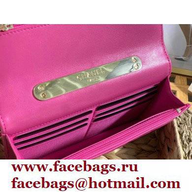 Chanel Wallet on Chain WOC Bag with Handle AP2844 in Lambskin Fuchsia 2022 - Click Image to Close