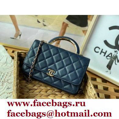 Chanel Wallet on Chain WOC Bag with Handle AP2844 in Lambskin Navy Blue 2022 - Click Image to Close