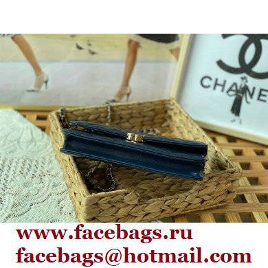 Chanel Wallet on Chain WOC Bag with Handle AP2844 in Lambskin Navy Blue 2022