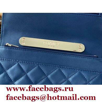 Chanel Wallet on Chain WOC Bag with Handle AP2844 in Lambskin Navy Blue 2022