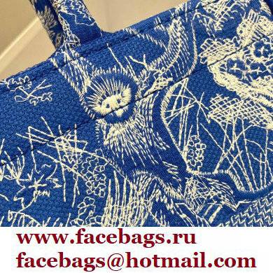 Dior Medium Book Tote Bag in Toile de Jouy Reverse Embroidery Fluorescent Blue 2022