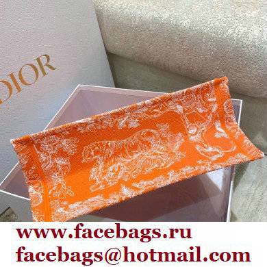 Dior Medium Book Tote Bag in Toile de Jouy Reverse Embroidery Fluorescent Orange 2022