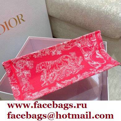 Dior Medium Book Tote Bag in Toile de Jouy Reverse Embroidery Fluorescent Pink 2022