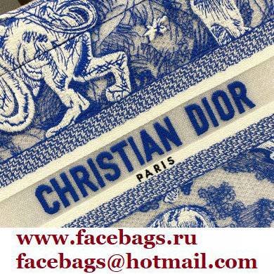 Dior Small Book Tote Bag in Toile de Jouy Transparent Canvas Fluorescent Blue 2022