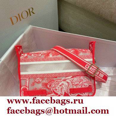 Dior Small Diorcamp Bag in Toile de Jouy Transparent Canvas Fluorescent Pink 2022
