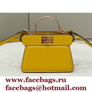 Fendi padded nappa leather Peekaboo ISeeU Micro Bag Yellow 2022