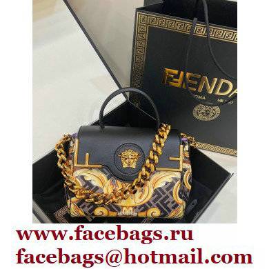 Fendi x Versace Fendace La Medusa Medium Handbag Gold Baroque print Black 2022