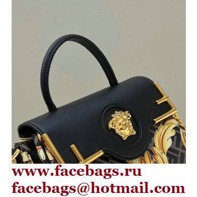 Fendi x Versace Fendace La Medusa Medium Handbag Gold Baroque print Black 2022