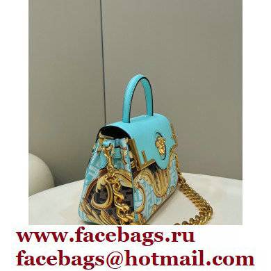Fendi x Versace Fendace La Medusa Medium Handbag Gold Baroque print Blue 2022