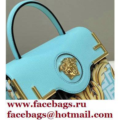 Fendi x Versace Fendace La Medusa Medium Handbag Gold Baroque print Blue 2022