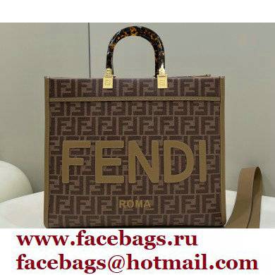 Fendi x Versace Sunshine Medium Shopper Bag Fendace Printed FF Fabric Brown 2022 - Click Image to Close
