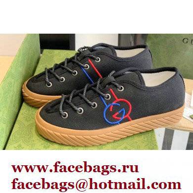 Gucci Cotton Canvas Interlocking G Low-top sneakers Black 2022 - Click Image to Close