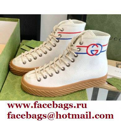 Gucci Cotton Canvas Interlocking G high-top sneakers White 2022 - Click Image to Close