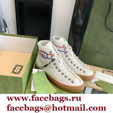 Gucci Cotton Canvas Interlocking G high-top sneakers White 2022 - Click Image to Close