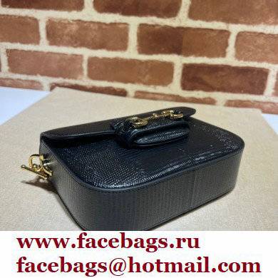 Gucci Horsebit 1955 lizard mini Shoulder bag 675801 Black 2022