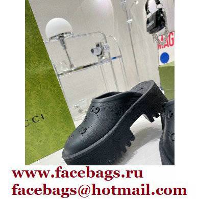 Gucci perforated GG rubber platform slip-on sandals Black 2022