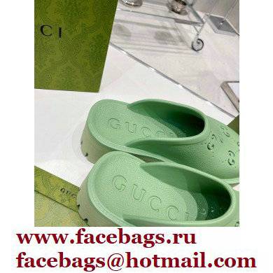 Gucci perforated GG rubber platform slip-on sandals Light Green 2022