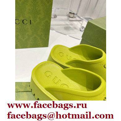 Gucci perforated GG rubber platform slip-on sandals Limi Green 2022