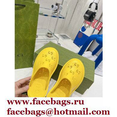 Gucci perforated GG rubber platform slip-on sandals Yellow 2022