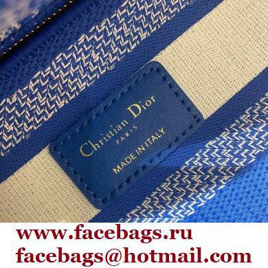 Lady Dior Medium D-Lite Bag in Toile de Jouy Reverse Embroidery Fluorescent Blue 2022