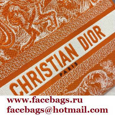 Lady Dior Medium D-Lite Bag in Toile de Jouy Reverse Embroidery Fluorescent Orange 2022