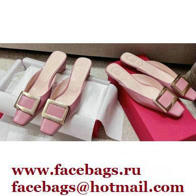 Roger Vivier Heel 2.5cm/4.5cm Belle Vivier Metal Buckle Mules in Patent Leather Pink